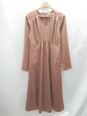 ◇ ⊂ SLY スライ Vネック 無地 長袖 ロング ワンピース サイズ２ ブラウン系 レディース E  【1502030012569】