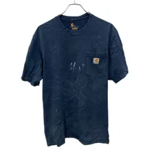 carhartt 半袖 ロゴTシャツ M ネイビー プルオーバー ポケット付き ストリート カーハート 古着卸 アメリカ仕入 a705-5597