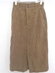 ◇ GLOBAL WORK コーデュロイ スリット ウエストゴム ロング ナロー スカート サイズM ブラウン レディース P  【中古】 【1210280029137】