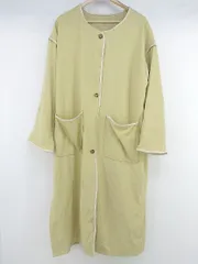 ◇ Aunt Marie's パイピング フェイクレザー 長袖 ノーカラー コート サイズF イエローブラウン系 レディース P  【1302010009127】