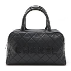 CHANEL シャネル マトラッセ ハンドバッグ ミニボストンバッグ キャビアスキン レザー エナメル ブラック 黒 シルバー金具 A15685