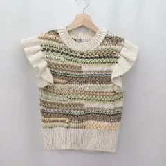 ◇ ZARA クルーネック　ニット生地　厚手　デイリーカジュアル ノースリーブ セーター サイズＭ アイボリー系 レディース E  【1506190015446】