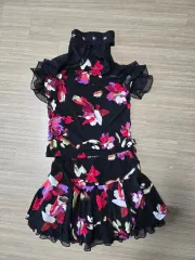 フラワーパターン ブラック 上下セット ダンススーツセット