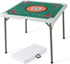 GIANTEX 麻雀卓 折り畳み 麻雀台 雀卓 高さ調節可能 幅90x奥行90x高さ74cm 小型軽量11KG マージャンテーブル じゃんたく ハニカム構造 カップホルダー付き 室内 ガーデン ピクニック 畳 高齢者 家庭用 麻雀クラブ 麻雀教室 老人ホーム