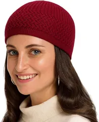 Capprecier イスラムワッチ イスラム帽子 ワッチキャップ メンズ レディース ニット帽 フリーサイズ 無地 おしゃれ 通気性 保温性 軽量 オールシーズン(クラレッド,  60.0 cm)