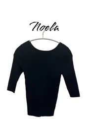 Noela ノエラ ベーシック サマー リブニット 黒 五分袖のサムネイル