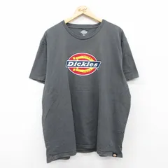 XL/古着 ディッキーズ Dickies 半袖 ブランド Tシャツ メンズ ビッグロゴ 大きいサイズ コットン クルーネック 濃グレー 25jul19 中古