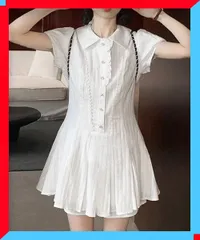 新品 ワンピース レディース プリーツミニワンピース セットアップ 春 夏 韓国ファッション 夏 可愛い シャツワンピ デートワンピース 白 【送料無料】