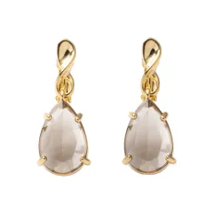 【グレー×イヤリング】[Cream dot. クリームドット公式] イヤリング レディース  ネジ式 クリスタルガラス 多面カット ドロップ 大人