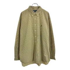 90年代 RALPH LAUREN ラルフローレン BLAKE ボタンダウン 長袖シャツ チェック イエロー(メンズ XXL)中古 古着 U5055