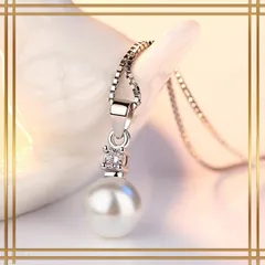 526【シルバー925】パール ダイヤ ネックレス 一粒 ペンダント 上品 エレガント 高級感 清楚 華奢 シンプル レディース ジュエリー 普段使い オフィス デート 結婚式 入学式 卒業式 フォーマル ギフト プレゼント 大人可愛い きれいめ