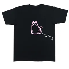 Tシャツ 洋服 半袖 カットソー トップス メンズ レディース 猫 ネコ CAT ワンポイント かわいい ネタ ブラック 黒 ネオン おしゃれ ブランド イラスト TEE