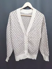 ◇ GLOBAL WORK グローバルワーク 総柄 長袖 ニット カーディガン サイズF ベージュ ブラウン レディース メンズ P  【1406110010561】