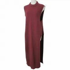 ティーバイアレキサンダーワン T by Alexanderwang ニット ワンピース ロング ノースリーブ 厚手 サイドスリット XS 赤 レッド IBO72 Xのサムネイル
