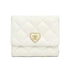 【名東】シャネル 三つ折り財布 マトラッセ バイカラー ホワイト ピンク ハート AP3392 ウォレット