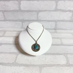 ネックレス　silver　シルバー　ブルーストーン　ラウンド　丸　アンティーク　ヴィンテージ　EL-0532