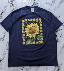 90s ビンテージ ヒマワリ 向日葵 Tシャツ ネイビー 紺 XL USA製 - メルカリ