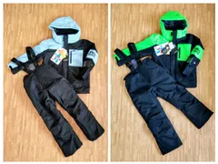 超美品　１６０　スキーウェア上下セット　蛍光グリーン　ブラック　ゴーグル　防水