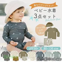 【美品・未使用新品】ベビー 水着 保育園 水着 セパレート キャップ 男の子 ラッシュガード スイムウェア スイムパンツ キャップつき 上下3点セット UV スイミング プール ビーチ