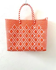 メキシコ製メルカドバッグXSサイズ／オレンジ×ホワイトロンボ