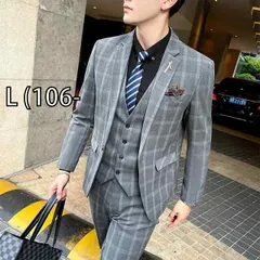 [L (106-] メンズ ファッション 服 男性用 オシャレ シンプル 大人 かっこいい 大きいサイズ ストリート 紳士服 スーツ スリム ビジネス フォーマルスーツ カジュアル 花婿 付添 アジアン スーツ
