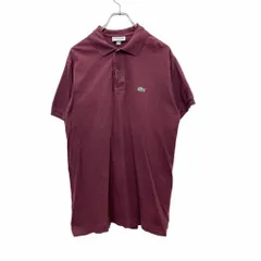 LACOSTE 半袖 ポロシャツ Lサイズ ラコステ 刺繍 ハーフボタン カスタムフィット パープル 古着卸 アメリカ仕入 t2408-3371
