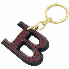 BURBERRY 【Bロゴ】レザー革 ボルドー系ゴールド金具 バックチャーム