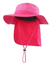 【在庫処分】ガーデニング ハット 釣り帽 UVカット 帽子 農作業 日焼け防止 つば広 サファリハット ローズレッド メッシュ UPF50+ レディース アウトドア [Connectyle]