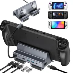 ブラック Lwuckbarrt Steam deck/Switch/rog ally用TVドッ 6-IN-1USB-Cハブ Steam Deck/Switch/rog allyドッキングステーション、2*3.0USB-Aポート、HDMI 4K/1080P @