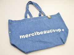 【新品未使用】Merci デニムトートバッグ大 メルシーボークー mercibeaucoup, デニム トートバッグ ブルー