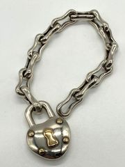 【ITODWOLX9SDS】HERMES エルメス Au750 Ag925 ハート ロック カデナ チェーン ブレスレット 70.5g