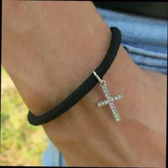 ジャケットに クリスタルクロス シルバーブレスレット メンズ レディース