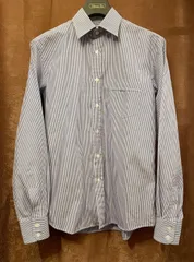 【UNITED ARROWS 取り扱い】 MADE IN ENGLAND製 Raincheetah ストライプ柄 長袖シャツ ホワイト×ブルー Mサイズ