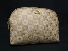 ■美品■ COACH コーチ オプアート PVC×レザー ハート柄 星柄 マルチポーチ マルチケース 小物入れ ブラウンベージュ系 DE7892