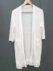 ◇ MISCH MASCH ミッシュマッシュ レース キレイめ ロング 長袖 カーディガン サイズM オフホワイト系 レディース P  【1402270011431】