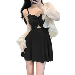 【新着商品】おしゃれ 肌守り ハイウエスト スイムウェア 2点セット 肌触りよい 露出控えめ 韓国 リゾート 可愛い 海 大人 温泉 セクシー 体型カバー 旅行 レディース 大きいサイズ ワンピース 着痩せ 水着 大きいサイズ [Lalapala]