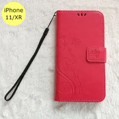 iPhoneケース 蝶 手帳型 iPhone 11 XR ローズレッド スマホ アイフォン ケース