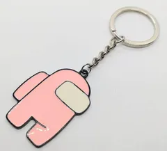 アモングアス　AMONGUS　キーリング　キーホルダー　うすピンク　人狼　アメリカン雑貨