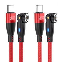 JJ JULIE JAPAN マグネット充電ケーブル 9pin PD 60W ケーブルのみ 端子なし QC データ通信対応 スイングヘッド ブラック 2m_2本 レッドのサムネイル