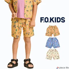 F.O.KIDS キッズ ショーツ 短パン 半ズボン ハーフパンツ ディズニー  ミッキー ミニー キャラクター アロハ 男の子 女の子 ユニセックス レーヨン 総柄 100 110 120 130 140 R323034 オレンジ