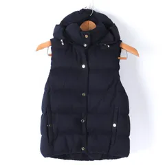 ジーユー 中綿ベスト フード付き ポリエステル アウター レディース Sサイズ ネイビー GU 【中古】
