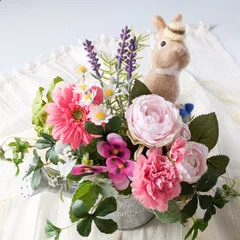 【うさぎのナチュラルガーデンアレンジ】　母の日　誕生日　お祝い　ペットお悔やみ