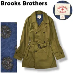 ブルックスブラザーズ レッドフリース Brooks Brothers RED FREECE トレンチ コート 背抜き ノーベント ダブルブレスト XL 玉虫色 x ペイズリー柄 ネイビー メンズ