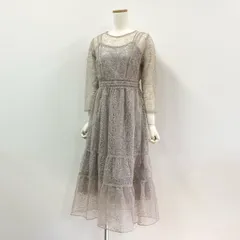 60j27 《美品》Lily Brown リリーブラウン オケージョンワンピース 長袖ワンピース 総レース ベルベット フレア LWFO194001 1サイズ ピンクベージュ レディースu02t