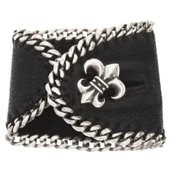 CHROME HEARTS (クロムハーツ) CHN LTHR PLC DSTRY BS FLUER チェーンレザーブレード バングル ブラック/シルバーのサムネイル