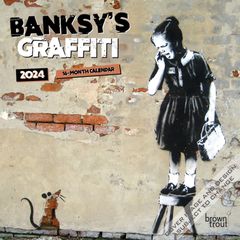 【輸入版】2024年 バンクシー ミニ カレンダー / ブラウントラウト 17.8 x 35.6 cm (Banksys Graffiti  Calendar)