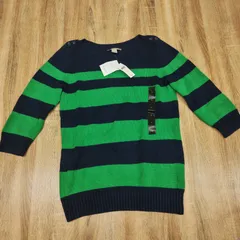 未使用タグ付き。BANANA REPUBRIC。バナナリパブリック。ボーダーニット。グリーンとネイビー。Sサイズ。