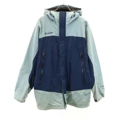 コロンビア アウトドア ナイロンジャケット L ネイビー×ブルー Columbia フード 裏メッシュ地 メンズ 古着 【240204】