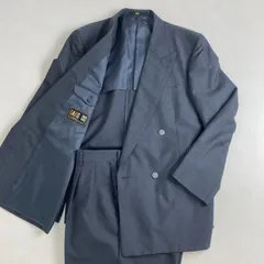 ダックス スーツ DAKS ダブルブレスト セットアップ ウール モヘア混 チャコールグレー系 L・XL相当