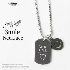 ネックレス メンズ チェーン シルバー おしゃれ プレート スマイル チェーンネックレス 重ね付け風 ニコちゃん ペンダント チェーンネックレス スマイリー プレゼント ギフト メンズネックレス プチギフト 全1色 IU-011-N ジェネレス
